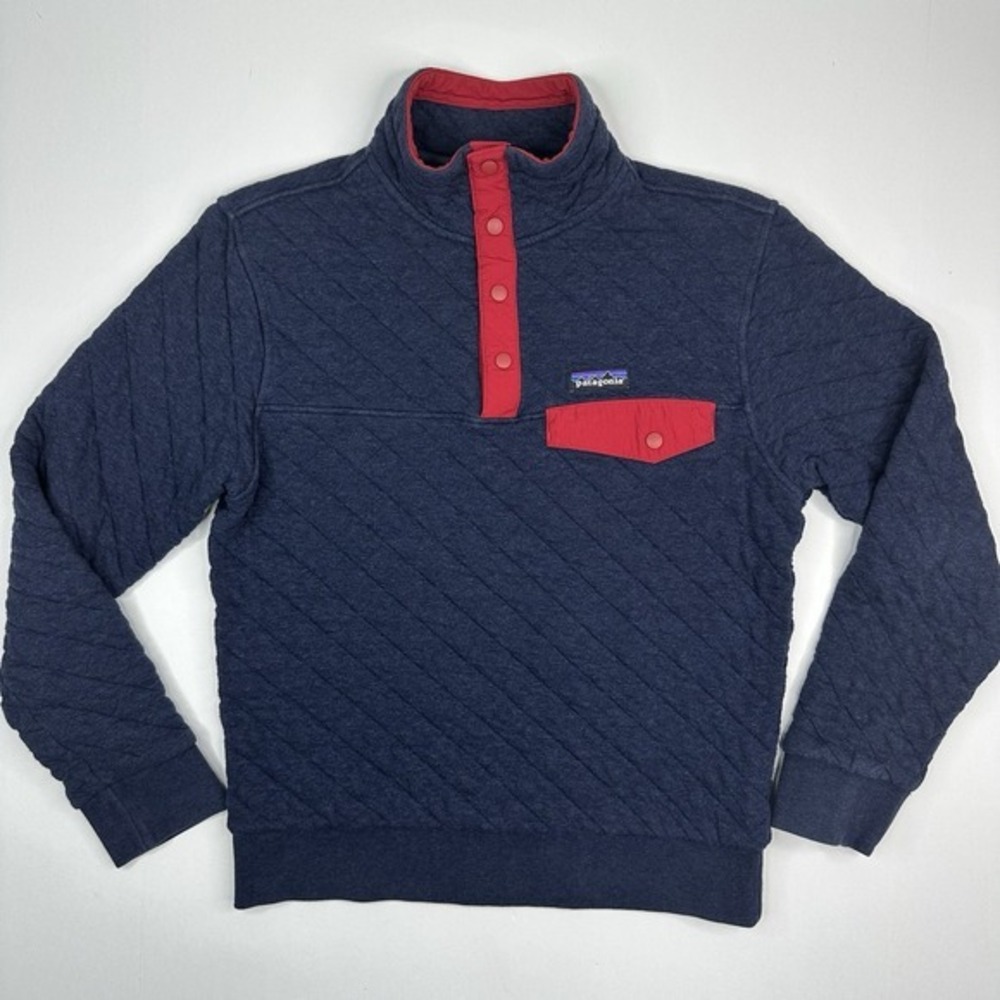 Patagonia Mens Gorpcore Cotton Quilt Snap-T Pullover Navy Red Size Small